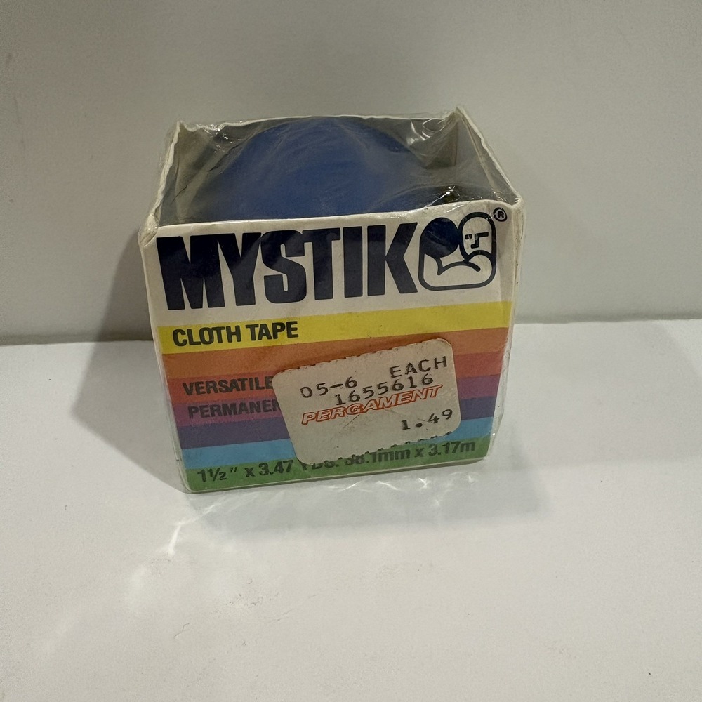 Vintage Mystik Cloth Tape Blue 1.5" x 3.47 Yds NEW Sealed 1960s 1970s